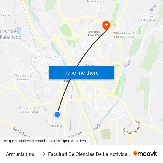 Armunia (Instituto Fp) to Facultad De Ciencias De La Actividad Física Y Del Deporte map