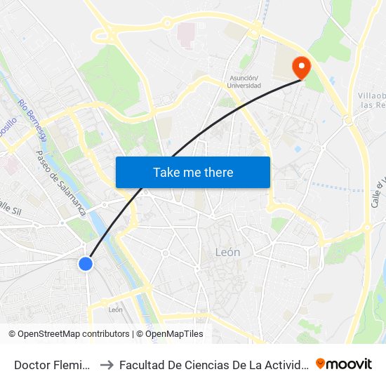 Doctor Fleming (Fte. 19) to Facultad De Ciencias De La Actividad Física Y Del Deporte map
