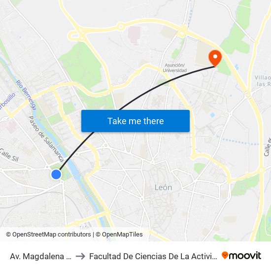 Av. Magdalena (P. Quevedo) to Facultad De Ciencias De La Actividad Física Y Del Deporte map