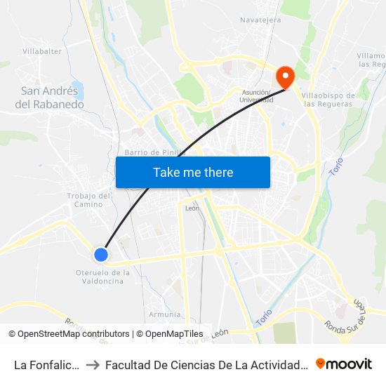 La Fonfalicia (Vta.) to Facultad De Ciencias De La Actividad Física Y Del Deporte map