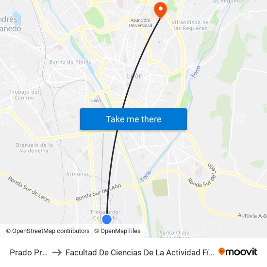 Prado Prior, 87 to Facultad De Ciencias De La Actividad Física Y Del Deporte map