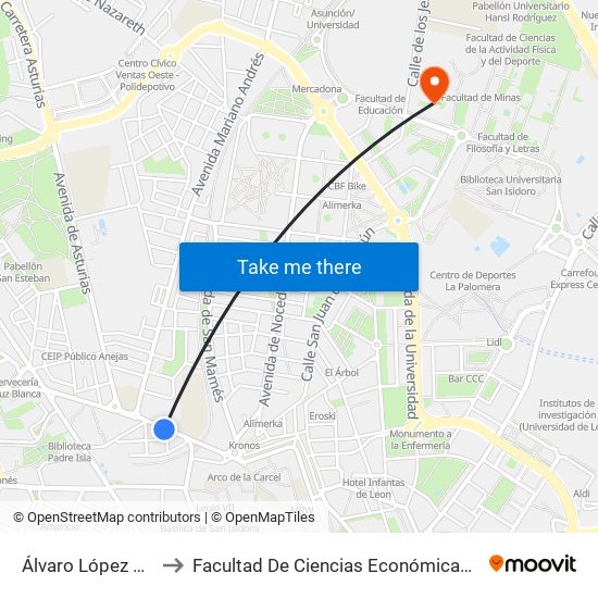 Álvaro López Núñez, 23 to Facultad De Ciencias Económicas Y Empresariales map