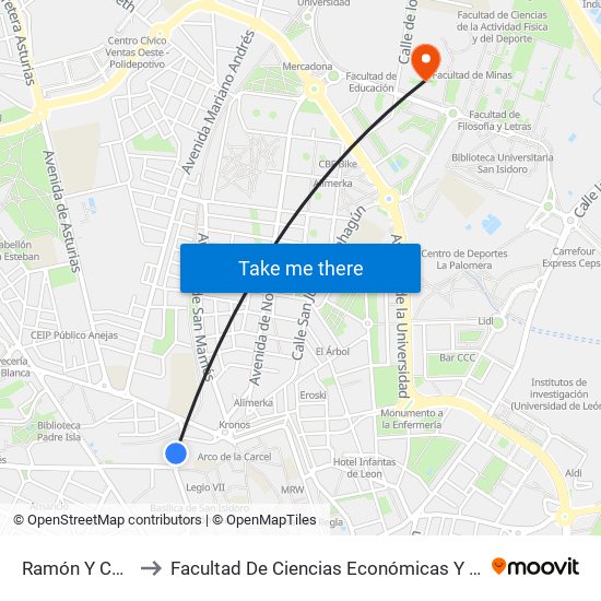 Ramón Y Cajal, 43 to Facultad De Ciencias Económicas Y Empresariales map