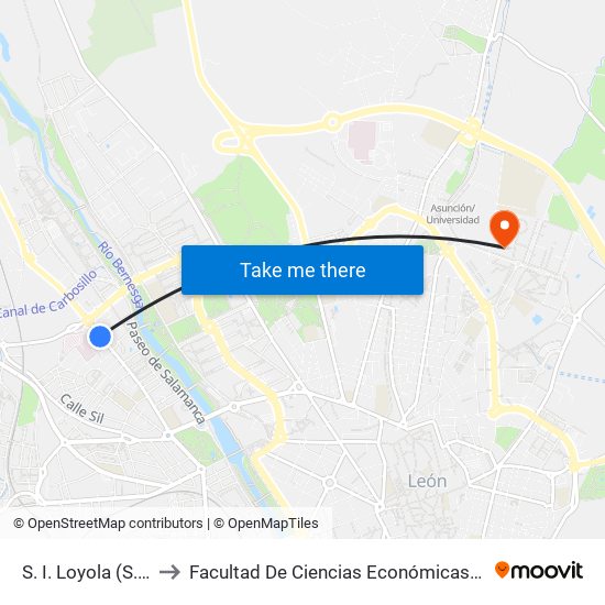 S. I. Loyola (S. J. Dios) to Facultad De Ciencias Económicas Y Empresariales map