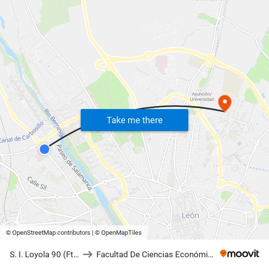 S. I. Loyola 90 (Fte. S. J. Dios) to Facultad De Ciencias Económicas Y Empresariales map