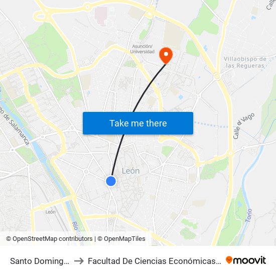 Santo Domingo (Bbva) to Facultad De Ciencias Económicas Y Empresariales map