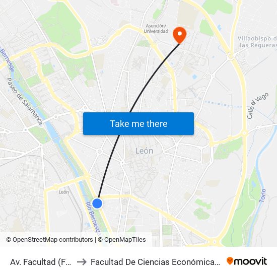 Av. Facultad (Fte. Nº 25) to Facultad De Ciencias Económicas Y Empresariales map