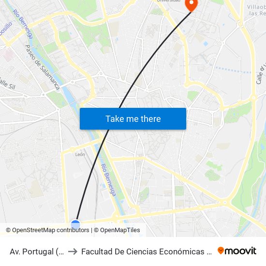 Av. Portugal (Iglesia) to Facultad De Ciencias Económicas Y Empresariales map