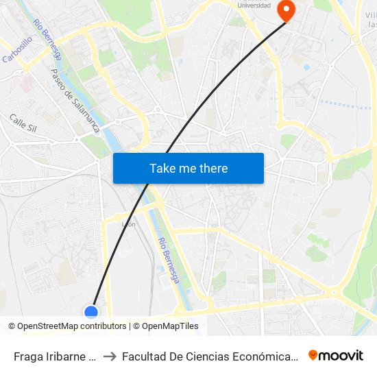 Fraga Iribarne (Colegio) to Facultad De Ciencias Económicas Y Empresariales map