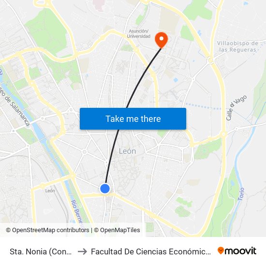 Sta. Nonia (Conservatorio) to Facultad De Ciencias Económicas Y Empresariales map