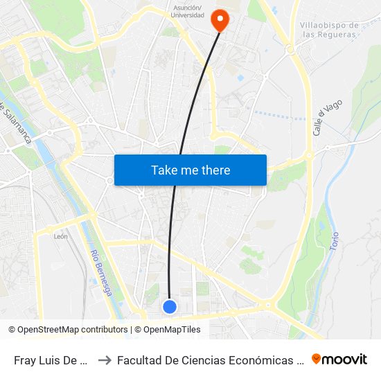 Fray Luis De León, 13 to Facultad De Ciencias Económicas Y Empresariales map