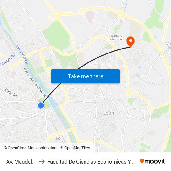 Av. Magdalena, 9 to Facultad De Ciencias Económicas Y Empresariales map