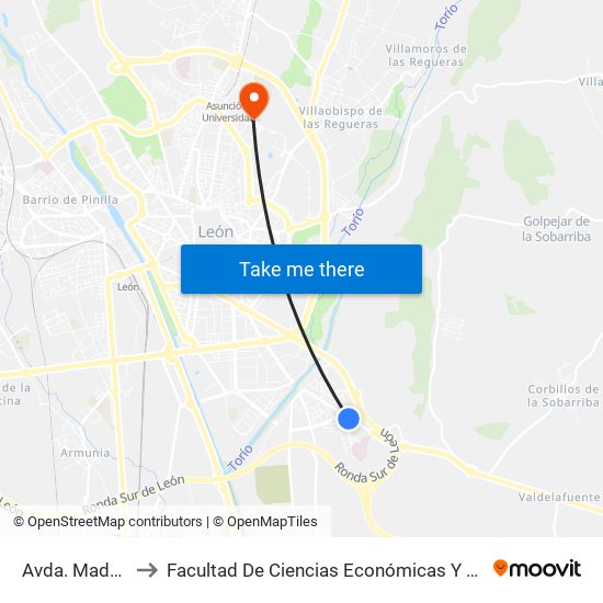 Avda. Madrid, 96 to Facultad De Ciencias Económicas Y Empresariales map