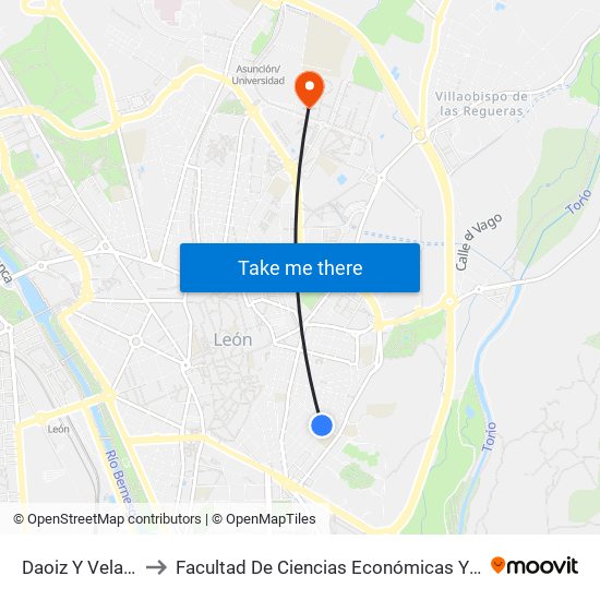 Daoiz Y Velarde, 48 to Facultad De Ciencias Económicas Y Empresariales map