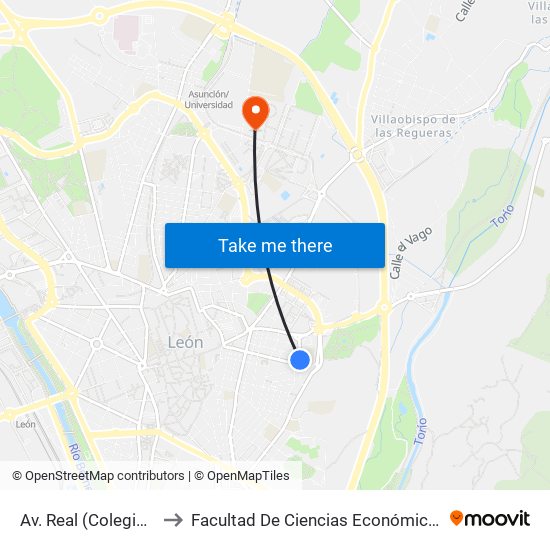 Av. Real (Colegio La Granja) to Facultad De Ciencias Económicas Y Empresariales map