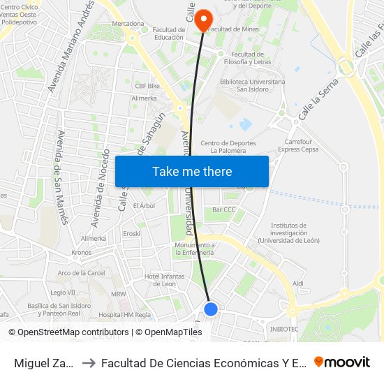 Miguel Zaera, 7 to Facultad De Ciencias Económicas Y Empresariales map