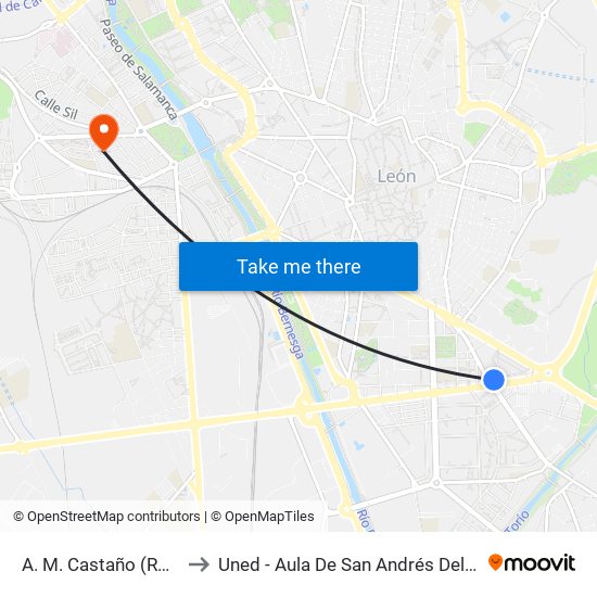 A. M. Castaño (Rotonda) to Uned - Aula De San Andrés Del Rabanedo map