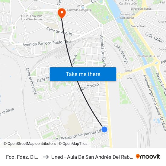 Fco. Fdez. Diez, 7 to Uned - Aula De San Andrés Del Rabanedo map