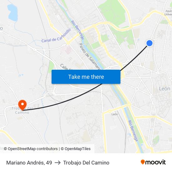 Mariano Andrés, 49 to Trobajo Del Camino map