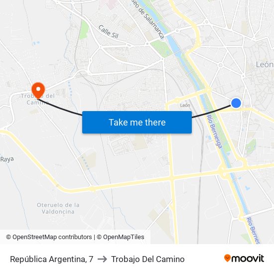 República Argentina, 7 to Trobajo Del Camino map