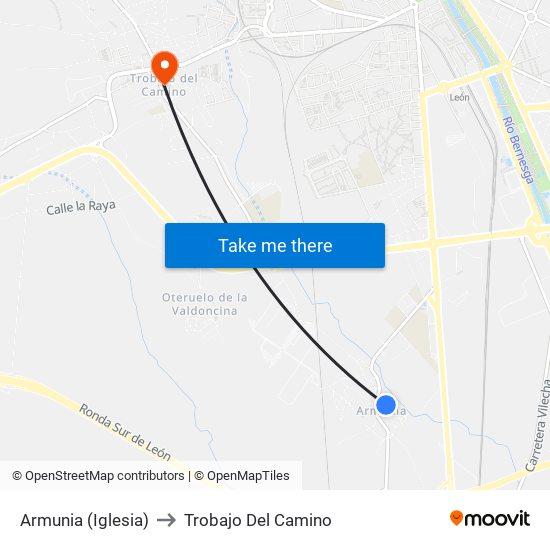 Armunia (Iglesia) to Trobajo Del Camino map