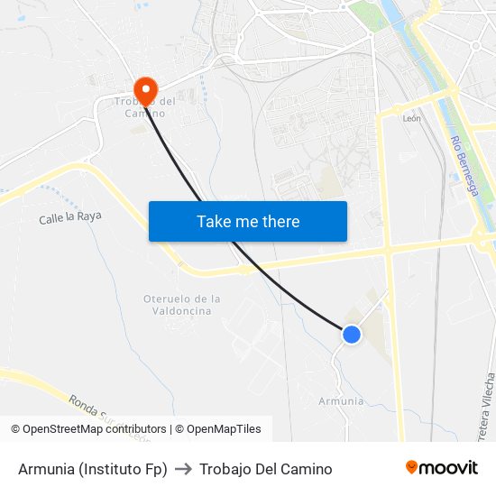 Armunia (Instituto Fp) to Trobajo Del Camino map