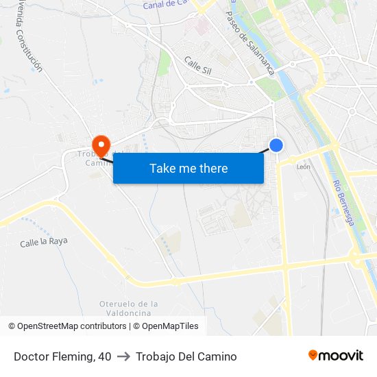 Doctor Fleming, 40 to Trobajo Del Camino map