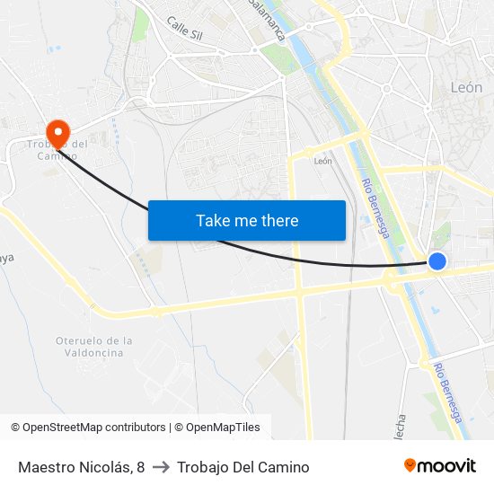 Maestro Nicolás, 8 to Trobajo Del Camino map