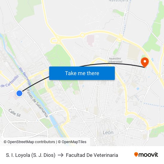 S. I. Loyola (S. J. Dios) to Facultad De Veterinaria map