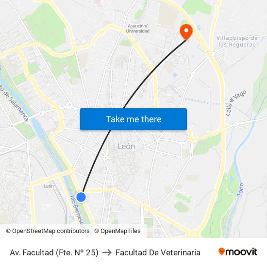 Av. Facultad (Fte. Nº 25) to Facultad De Veterinaria map