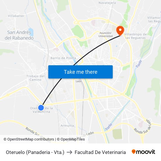 Oteruelo (Panaderia - Vta.) to Facultad De Veterinaria map