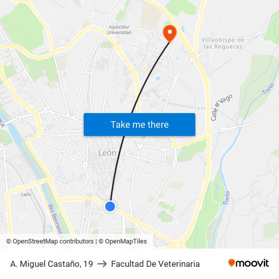 A. Miguel Castaño, 19 to Facultad De Veterinaria map