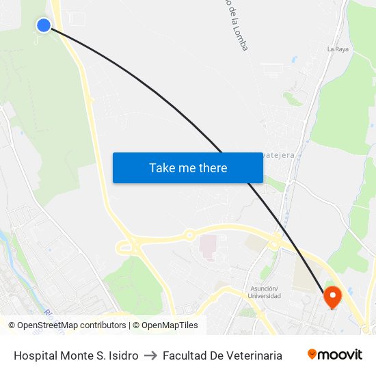 Hospital Monte S. Isidro to Facultad De Veterinaria map