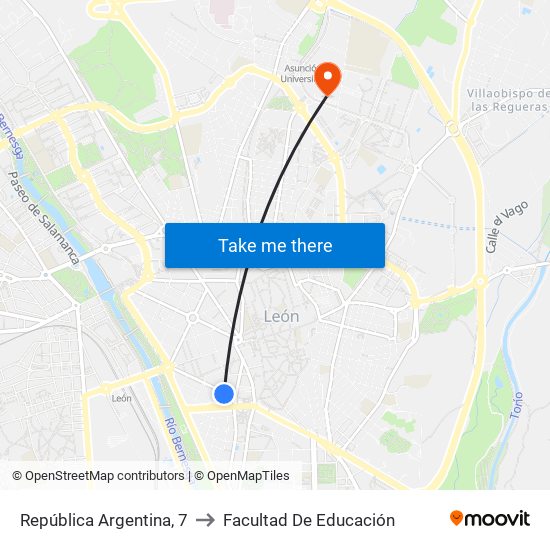 República Argentina, 7 to Facultad De Educación map