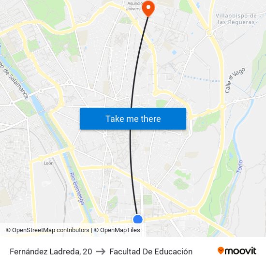 Fernández Ladreda, 20 to Facultad De Educación map