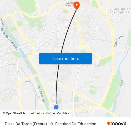 Plaza De Toros (Frente) to Facultad De Educación map