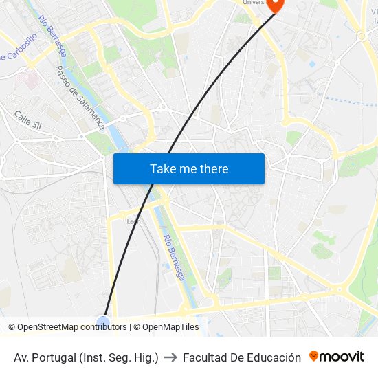 Av. Portugal (Inst. Seg. Hig.) to Facultad De Educación map