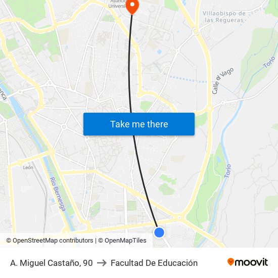 A. Miguel Castaño, 90 to Facultad De Educación map