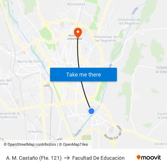 A. M. Castaño (Fte. 121) to Facultad De Educación map