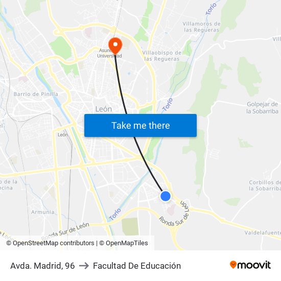 Avda. Madrid, 96 to Facultad De Educación map