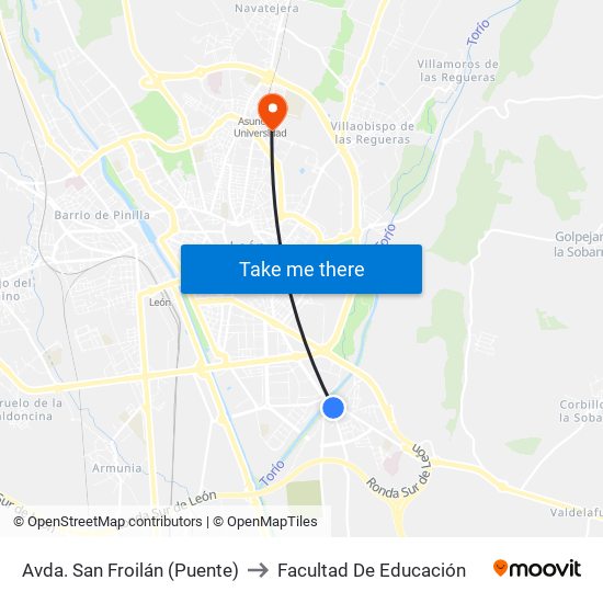 Avda. San Froilán (Puente) to Facultad De Educación map