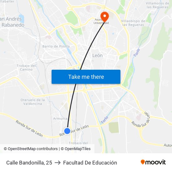 Calle Bandonilla, 25 to Facultad De Educación map