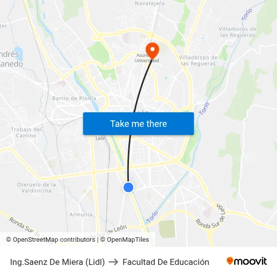 Ing.Saenz De Miera (Lidl) to Facultad De Educación map