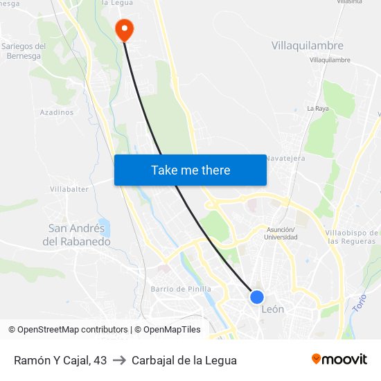 Ramón Y Cajal, 43 to Carbajal de la Legua map