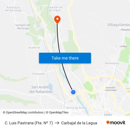 C. Luis Pastrana (Fte. Nº 7) to Carbajal de la Legua map