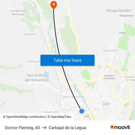 Doctor Fleming, 40 to Carbajal de la Legua map
