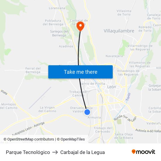 Parque Tecnológico to Carbajal de la Legua map