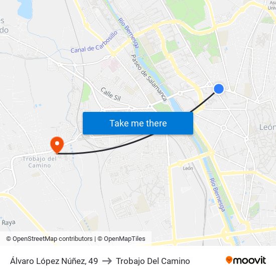 Álvaro López Núñez, 49 to Trobajo Del Camino map