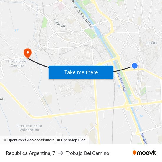 República Argentina, 7 to Trobajo Del Camino map
