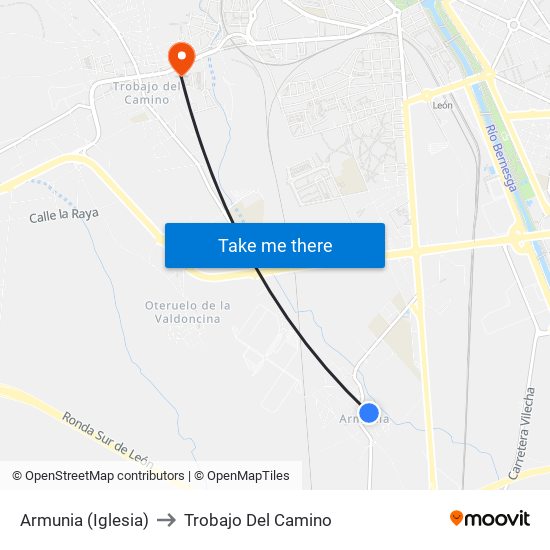 Armunia (Iglesia) to Trobajo Del Camino map